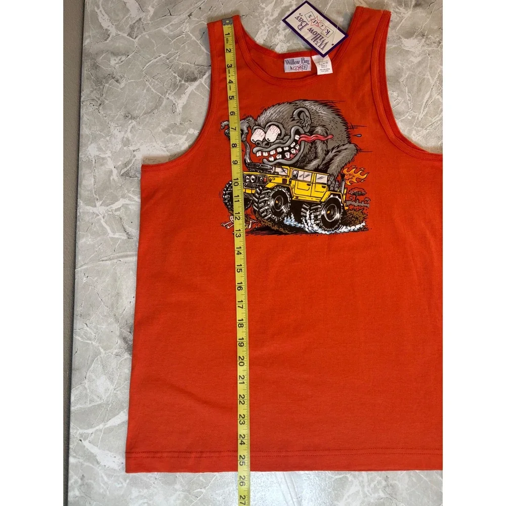 Vintage 90s Willow Bay Kids Tank Top HotRod Monster Truck Graphic Rat Fink Style